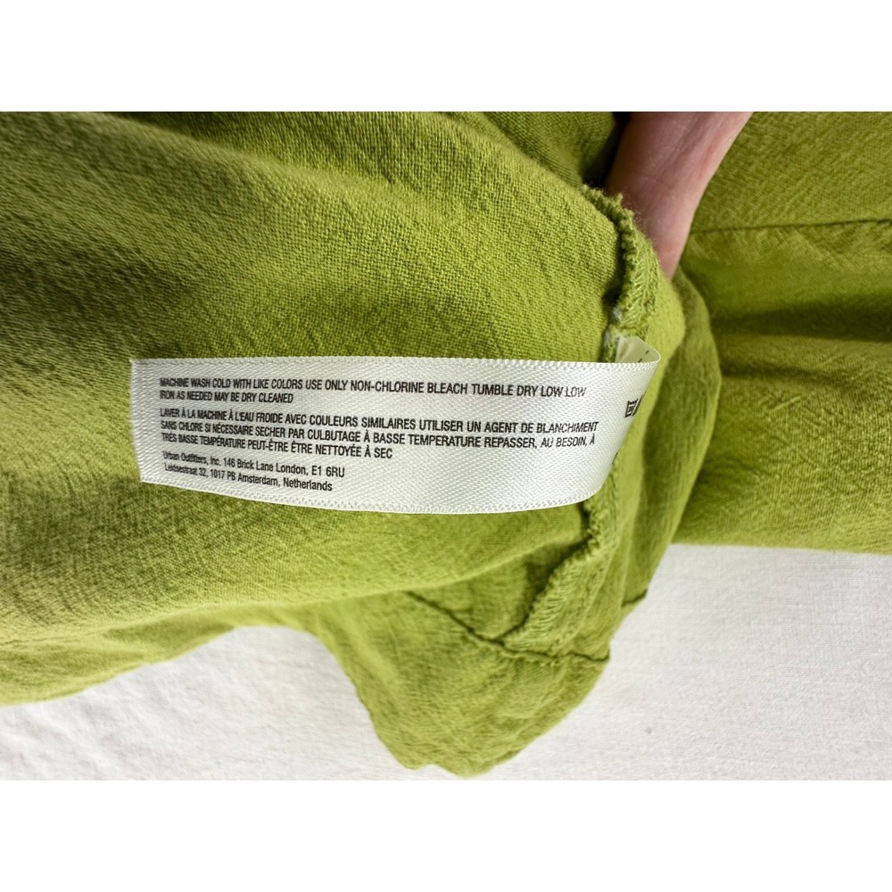 Free People Lime Green Ruffle Neck Tie Back Cotton Midi Dress Womens Medium - Picture 7 of 8